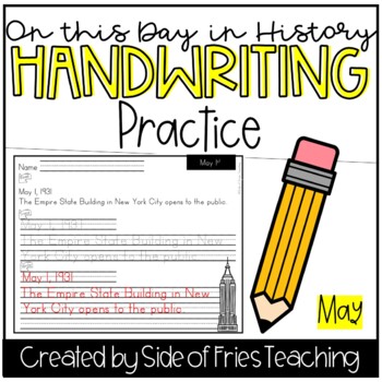 Preview of Handwriting Practice Monthly Worksheets: May This Day in History