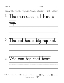 handwriting practice pages for 1st grade spelling words unit 1 3