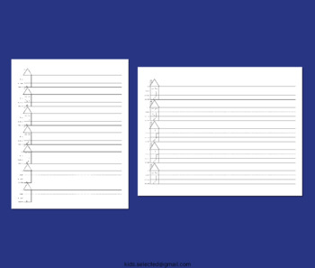 Preview of Handwriting Practice Paper and Horizontal Writing for Kindergarten House Lines