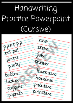 Preview of Handwriting Practice Powerpoint (Cursive) [49 Slides]