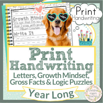 Preview of Handwriting Practice Print Morning Work Gross Facts Growth Mindset Math Puzzles