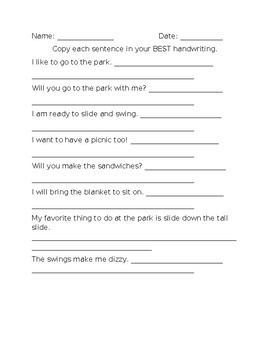 Preview of Handwriting Practice (Print or cursive) Copying Sentences
