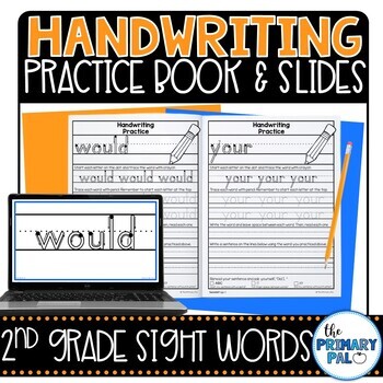 Preview of Second Grade Sight Words Handwriting Practice Book and Google Slides
