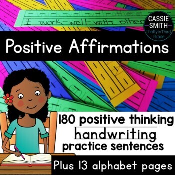 Preview of Handwriting Practice Sentences - 180 Positive Affirmations