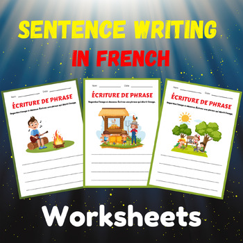 Preview of Handwriting Practice Sheets In French- Sentence Writing- Morning Work for kids