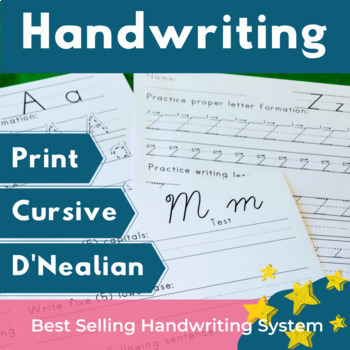 Preview of Handwriting Practice Sheets and Tests Print, Cursive, and D'Nealian Bundle