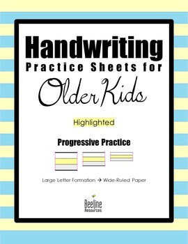 Preview of Handwriting Practice Sheets for Older Kids / Progressive Practice 3 Line Heights