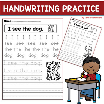 Preview of Simple Sentence Handwriting Practice | Tracing and Writing Worksheets