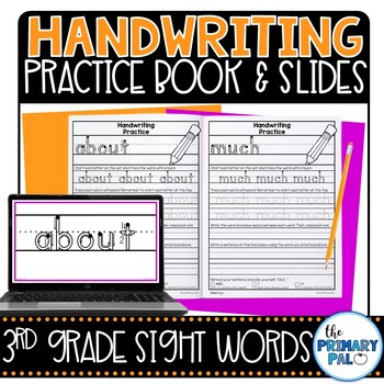 Preview of Third Grade Sight Words Handwriting Practice Book and Google Slides