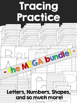 Preview of Handwriting Practice Tracing Pages - Letters, Numbers, Shapes - 300+ PAGES!!