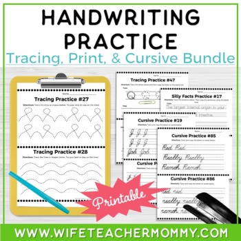 Handwriting Practice: Tracing, Print, and Cursive Handwriting Practice ...