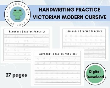 Preview of Handwriting Practice, Victorian Modern Cursive Font, Foundation, Year 1, Year 2