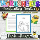 Pre-K Handwriting Practice and Coloring Pages