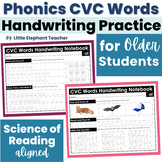 Handwriting Practice for Older Students Short Vowel CVC Wo