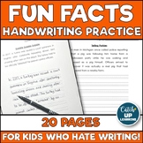 Handwriting Practice for Older Students and Boys Fun Facts