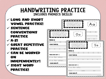Preview of Handwriting Practice includes phonics skills & sight words! (distance learning!)
