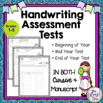 Preview of Handwriting Assessment Tests in Manuscript Handwriting and Cursive Handwriting
