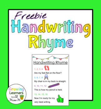 Preview of Handwriting Rhyme -Posture and Pencil Grip -Printable