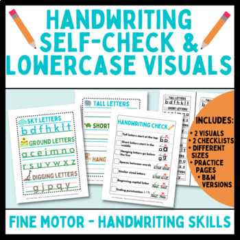 Preview of Handwriting Self Checklist and Practice with Tall Short Hanging Letters Visuals