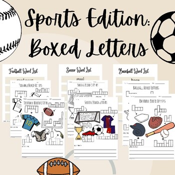 Preview of Handwriting / Sizing - Boxed Letters - Sports - Baseball / Football / Soccer