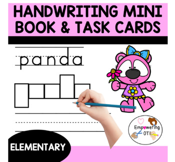 Preview of Handwriting TASK cards & handwriting MINI BOOK trace, box, copy and color!