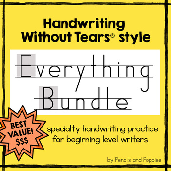 Preview of Handwriting Without Tears® style EVERYTHING growing bundle handwriting practice