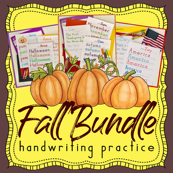Preview of FALL Handwriting Without Tears® style Fall Handwriting Practice AUTUMN BUNDLE