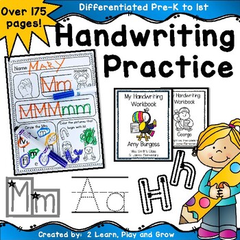 Preview of Handwriting Printing Practice with bonus ASL differentiated Pre-K through 1st
