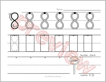 Handwriting Without Tears® style NUMBER Formation practice worksheets BUNDLE