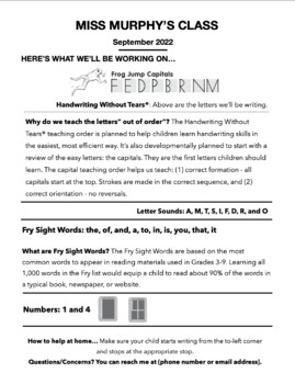 Preview of Handwriting Without Tears Newsletters