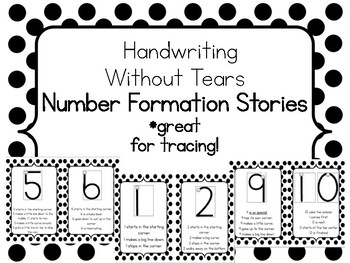 Preview of Handwriting Without Tears Number Formation Stories - Black and White Polka Dot