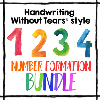 Preview of Handwriting Without Tears® style NUMBER Formation practice worksheets BUNDLE