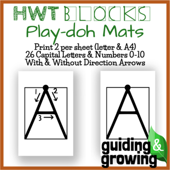Preview of HWT Style Gray Block Alphabet & Number Play-Doh Mats