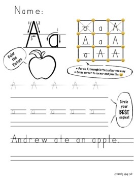 Preview of Handwriting Without Tears Style Letter & Sentence Practice (SAMPLE)