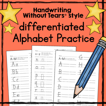 Preview of Handwriting Without Tears® style ALPHABET PRACTICE handwriting letter practice