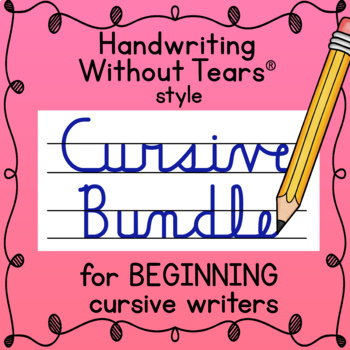 Preview of Handwriting Without Tears® style CURSIVE handwriting practice worksheets BUNDLE