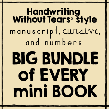 Preview of Handwriting Without Tears® style practice mini BOOKS cursive manuscript numbers