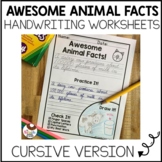 Handwriting Worksheets - CURSIVE - Awesome Animal Facts