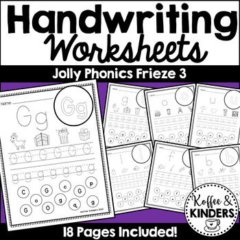 Preview of Handwriting Worksheets Group 3 Letters | Jolly Supplements