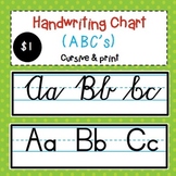Handwriting alphabet line chart (print & cursive)