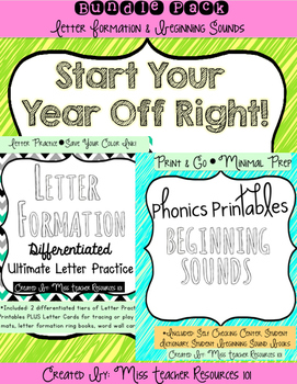 Preview of Handwriting and Beginning Sounds Bundle Pack