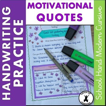 Preview of Handwriting Practice for Older Students SEL Motivational Quotes