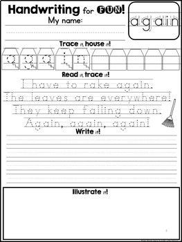 handwriting for fun unit 6 sight word poems 1st grade