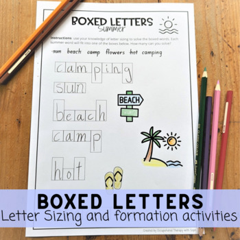 Boxed Letter Worksheets - Themed Letter Sizing Activities