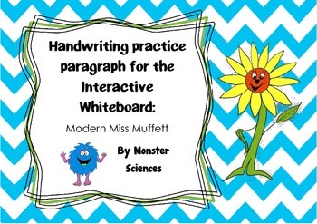 Preview of Handwriting practise paragraph for whiteboard - Modern Miss Muffet