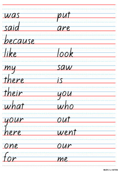 Handwriting worksheets with high frequency words by Bright Buttons