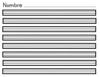 Preview of Handwriting worksheet / Hoja de Caligrafía: english and español (blank)