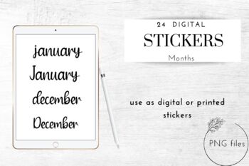 Handwritten Month Names, GoodNotes Stickers, Digital Bullet Journal Stickers