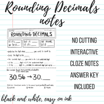 Preview of Rounding Decimals Interactive Notebook Guided Notes