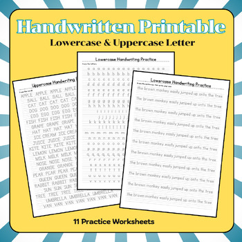 Preview of Handwritten worksheets, Alphabet Writing Practice Lowercase & Uppercase Letter